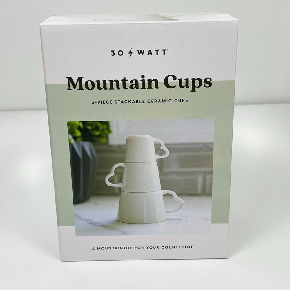 NEW 30 Watt Mountain Cups Stackable Set Tea Coffee Espresso 2 4 8 oz Ivory